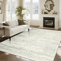 Washable Rugs 8x10 Area Rugs for Living Room,Bedroom,Dining Room- Large Ultra Soft Faux Wool Retro Carpets,Non Slip&Non-Shedding Low Pile Vintage Print Rug for Home Office Decor-Beige