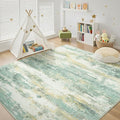 Rugflix 8x10 Area Rugs for Living Room, Washable Large Rug Stain-Resistant Low Pile, Modern Carpet for Dining Room Home Office Kid Room Nursery Bedroom, Light Green