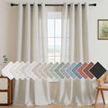H.VERSAILTEX Living Room Linen Curtains - Semi Sheer, Nickel Grommet, Energy Saving, Light Filtering Window Treatments - Pale Oak, 2 Panels, 52 x 84 Inch