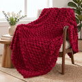 Exclusivo Mezcla Fleece Throw Blanket for Couch, Extra Large Fuzzy Deep Red Bed Blankets, Soft Cozy Plush Sofa Throws for All Seasons, 50x70 Inches