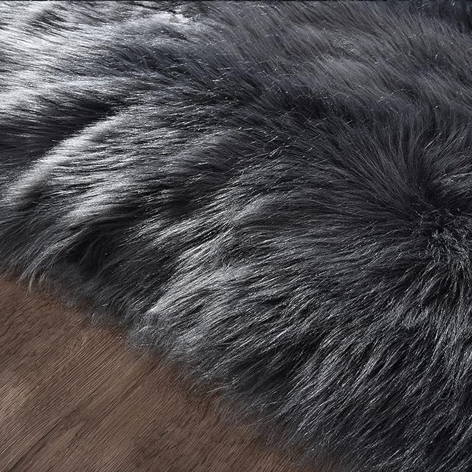 Latepis Dark Gray 2x5 Rug Runner Shaggy Machine Washable Faux Fur Rug Fluffy Shag Rugs for Living Room Bedroom Throw Rugs Room Runner