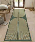 Lahome Enfys Modern Rainbow Easy Jute Kitchen Runner, 2x8 Indoor Outdoor Runner Rug for Hallway Entryway, Farmhouse Dark Green Non Slip Floor Carpet for Bedroom Foyer Laundry Room