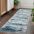 KOZYFLY Modern Abstract Hallway Runner Rug, 2x5 Washable Rug Runner Non-Slip Soft Striped Kitchen Runner Rugs, Print Blue Carpet Runner for Entryway Bathroom Laundry Room Foyer