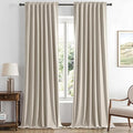 MIULEE 100% Blackout Linen Curtains for Bedroom, Stone Solid Luxury Decor Thermal Insulation Room Darkening Drapes for Living Room Nursery Back Tab Rod Pocket 42 x 96 Inches, 2 Panels