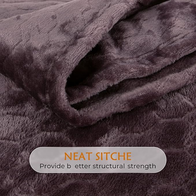 TOONOW Fleece Bed Blanket King Size 90x108 inches , Super Soft Fluffy Fuzzy Plush Blanket Geometric Pattern Cozy Microfiber Flannel Blankets for Couch, Bed, Sofa, Purple