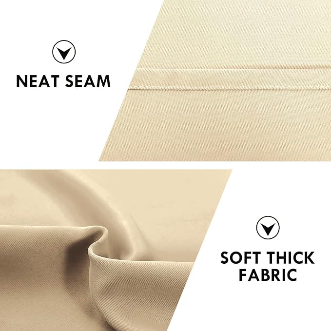 DWCN Blackout Curtains Room Darkening Thermal Insulated Bedroom Curtains Window Curtain Panels, 52 x 84 inches Long, Set of 2 Beige Rod Pocket Drapes