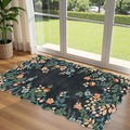 Black Floral Entry Rug - 3x5 Ft Washable Indoor Outdoor Mats for Front Door Porch Rug Non-Slip Spring Door Mat Boho Throw Rugs for Living Room Bedroom Entryway Kitchen Office Porch Decor