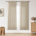 Nanspring Eggshell Beige Curtains for Living Room 72 Inches Long Linen Blend Luxury Light Filtering Semi Sheer Curtain Back Tab Rustic Decor Neutral Elegant Drapes for Bedroom Office 52x72, 2 Panels