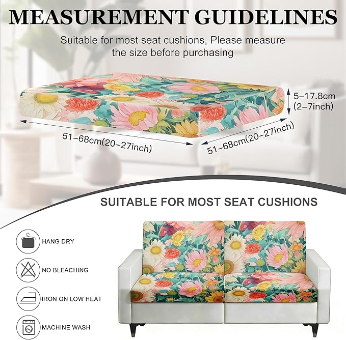 4Pcs Patio Stretch Cushion Covers,Outdoor Sofa Replacement Cover Slipcovers for Patio Furniture Cushion Covers, Washable Reusable Furniture Protector