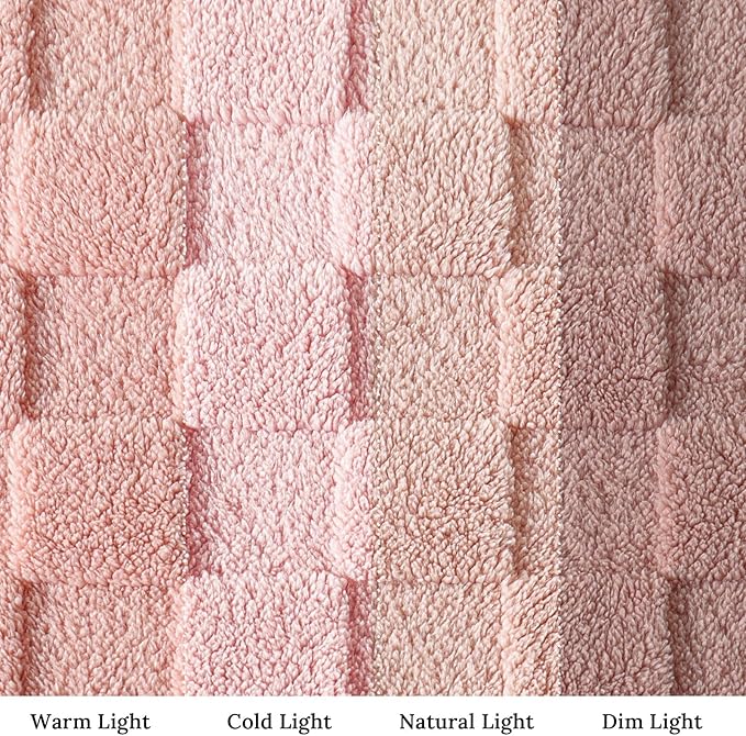 Exclusivo Mezcla King Size Flannel Fleece Blanket, Super Soft and Warm Lightweight Checkered Pattern Blankets for All Seasons, 90x104 Inches, Pink