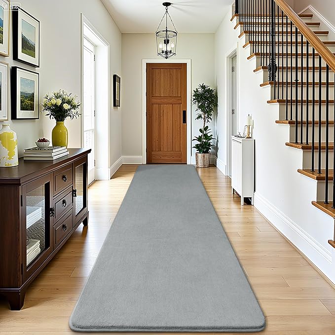 Amearea Modern Soft Hallway Runner Rug, 3x8 Feet Area Rug Runners for Hallways, Washable Runner Rugs, Non Slip Memory Foam Rug Grey Runner Rugs Carpet for Entrance Kitchen Kids Room Decor