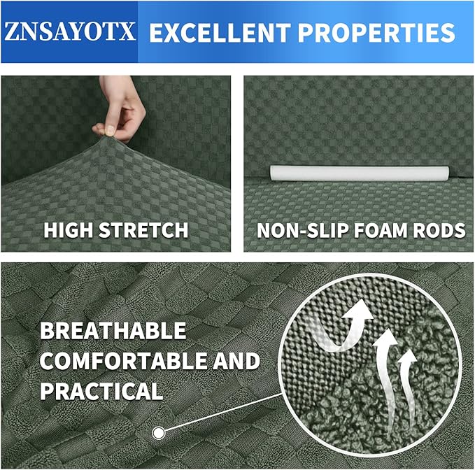 ZNSAYOTX 1 Piece Jacquard Chair Slipcovers for Living Room High Stretch Chair Covers with Arms Anti Slip Pets Friendly Couch Sofa Armchair Cover Furniture Protector (Chair, Army Green)