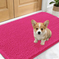 OLANLY Dog Door Mat for Muddy Paws 24x16, Absorbs Moisture and Dirt, Absorbent Non-Slip Washable Doormat, Quick Dry Chenille Mud Mat for Dogs, Entry Indoor Entryway Carpet for Inside Floor, Hot Pink