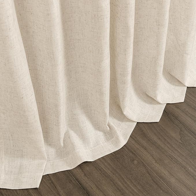 Linen Curtains for Living Room 72 Inches Long Modern Farmhouse Decor Light Filtering Semi Sheer Curtain Back Tab Neutral Luxury Rustic Burlap Coastal Drapes for Bedroom Office 52x72, 2 Panels