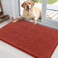 OLANLY Dog Door Mat for Muddy Paws 35x24, Absorbs Moisture and Dirt, Absorbent Non-Slip Washable Doormat, Quick Dry Chenille Mud Mat for Dogs, Entry Indoor Entryway Carpet for Inside Floor, Maple Red