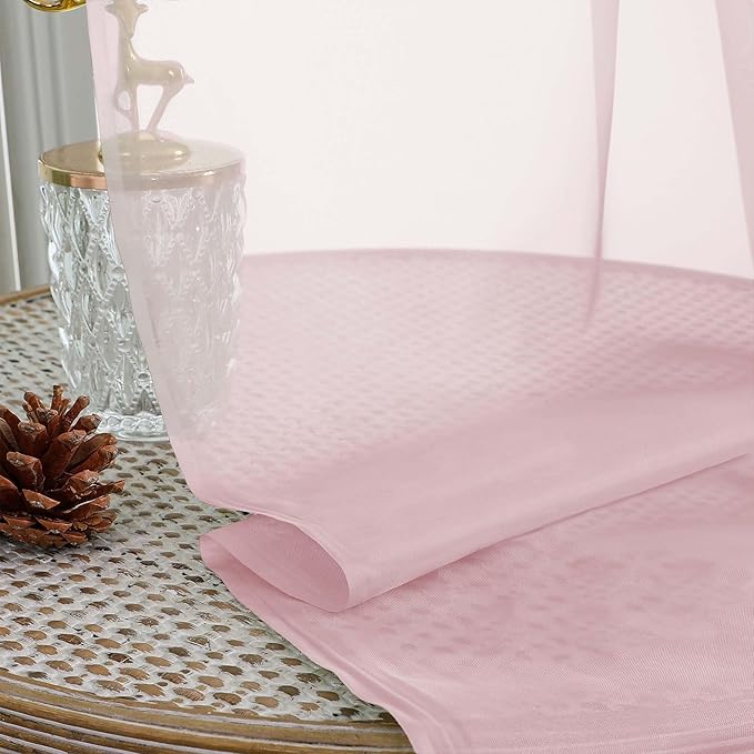 Chyhomenyc Extra Long Blush Pink Sheer Curtains 108 Inches Long 2 Panels, Light Filtering Curtains for Living Room, Soft Gentle Voile Rod Pocket Bedroom Window Drapes, 59Wx108L Inch, 9FT, 2PCS