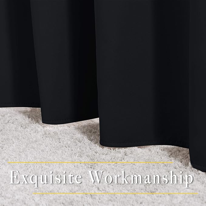 NICETOWN Black Out Bedroom Curtains 72 inches Long, Grommet Blackout Thermal Insulated Window Treatment Room Darkening for Bedroom/Home Office, 2 Panels, W37 x L72