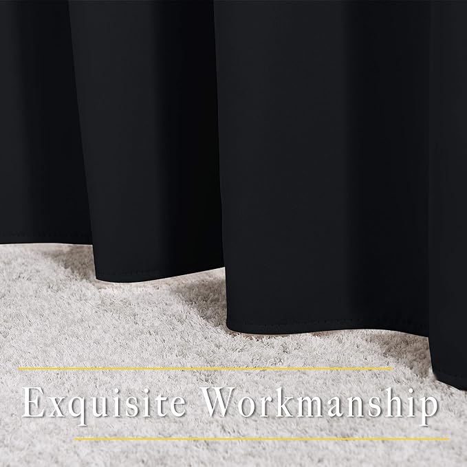 NICETOWN Black Blackout Curtains 40 inch Curtains for Kitchen, Grommet Solid Window Treatments Sound Reducing for Bedroom, 2 Panels, W37 x L40, 2 Panels