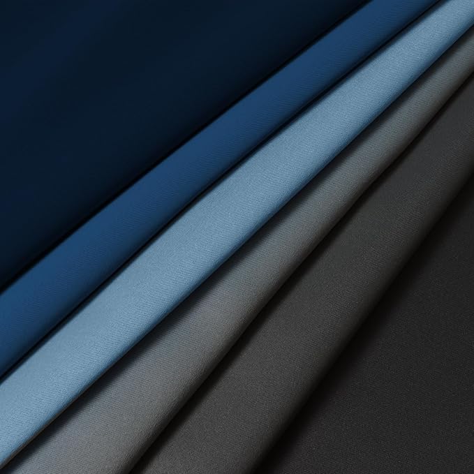 Yakamok Blackout Ombre Dark Blue and Black Curtains for Bedroom, Gradient Room Darkening Curtains, Grommet Thermal Insulated Light Blocking Window Drapes/Curtain for Living Room,52 x 63 Inch,2 Panels