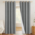 NICETOWN 100% Absolutely Blackout Linen Curtains with Thermal Insulated White Liner, Dove Grey, W52, 2 Pieces, Noise Reducing Textured Linen Look Curtains for Windows 95 inch Length for Classroom