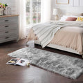 Ciicool Faux Fur Rug for Bedroom, Grey Fluffy Shag Rug for Sofa Couch Seat Cushion, Washable Fuzzy Runner Rugs Thick Fur Area Rug Floor Carpets for Bedside Living Room, 2x6 Ft Rectangle