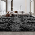 Deerhoo Large Shag Area Rugs 10 x 14, Tie-Dyed Plush Fuzzy Rugs for Living Room, Ultra Soft Fluffy Furry Rug for Bedroom, Anti-Skid Indoor Carpet Nursery Rugs for Kids Room Home Decor, Dark Grey
