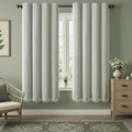Boho Blackout Curtains 72 Inches Long Sage Green Linen Blend 2 Panels with Tassels and Cotton Embroidery, Farmhouse Vintage Rustic Rod Pocket Drapes for Living Room or Bedroom