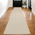 KOZYFLY Long Runners for Hallways 3x12 ft Washable Kitchen Runner Non Slip Rubber Backed Hallway Rugs Cotton Entryway Runner Rug Floor Carpet for Indoor Hall, Backdoor, Kitchen, Ivory/Khaki