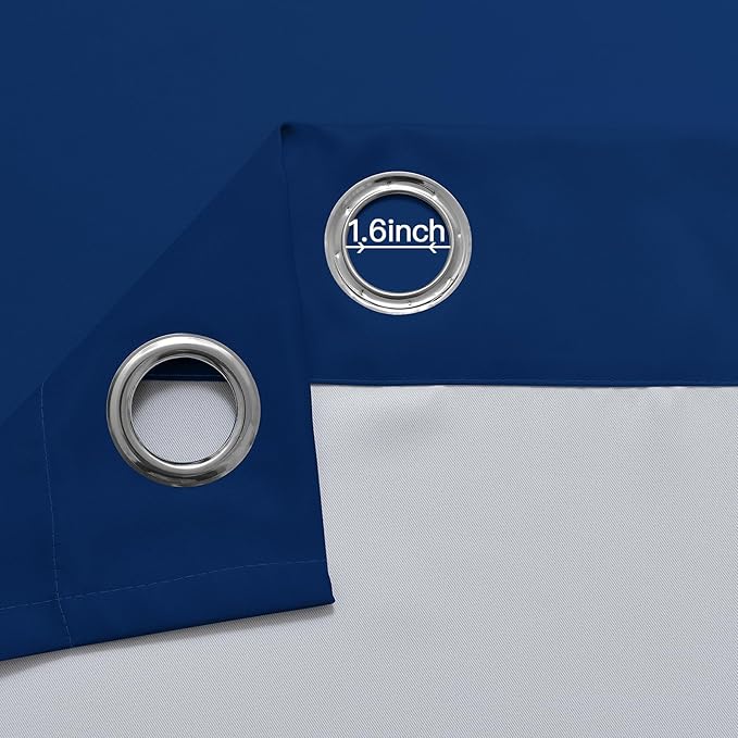 Yakamok Greyish White and Royal Blue Ombre Curtains,Light Blocking Curtains,Room Darkening Grommet Window Drapes for Bedroom(Royal Blue,52x63 Inch,2 Panels)
