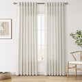 Nanspring Mousse White Linen Curtains 84 Inches Long for Living Room Light Filtering Semi Sheer Curtain Back Tab Simple Modern Elegant Luxury Coastal Decor Drapes for Bedroom Office 52x84,2 Panels