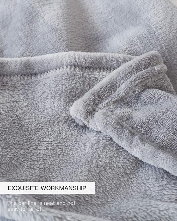 KMUSET Fleece Blanket Grey Queen Size Lightweight Cozy Plush Microfiber Solid Blanket Factory Shop