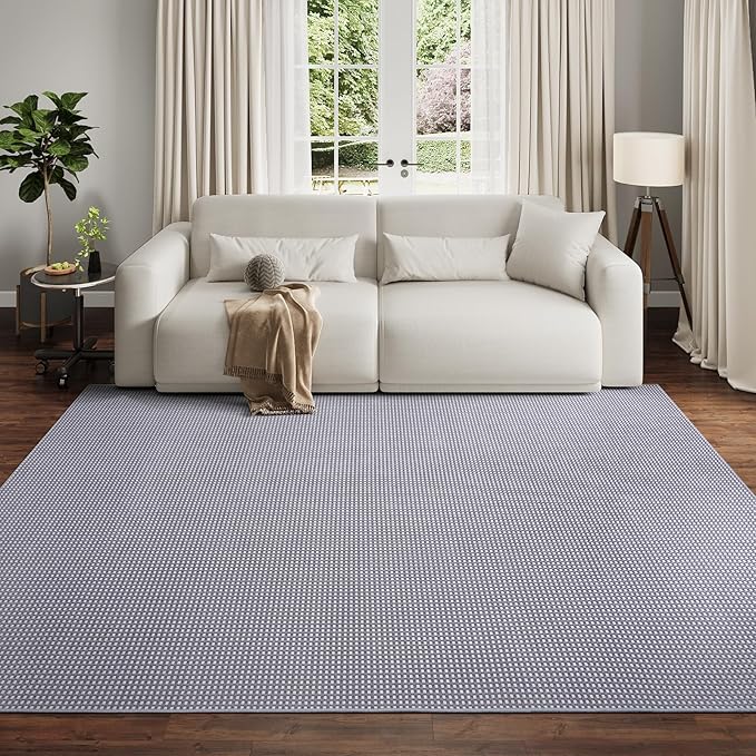 YDKGL Boho Washable Area Rugs 6x9 ft, Non Slip Area Rug for Living Room, Braided Office Rugs Bedroom Rug Woven Washable Indoor Floor Carpets for Office Dining Bedroom Living Room, Easy to Clean, Gray