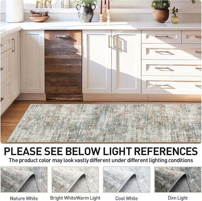 2'6''x8' Runner Rugs Washable Rug: Modern Abstract Hallway Runner Rug Indoor Soft Low Pile Thin Carpet Anti-Skid Non-Shedding Carpets for Kitchen, Entryway, Laundry, Bedroom - Multi Color