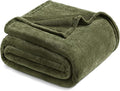 Exclusivo Mezcla Fleece Blanket Twin Size for Bed, Super Soft and Warm, All Season, Cozy, Plush, Lightweight, 90x66 Inches, Olive Green