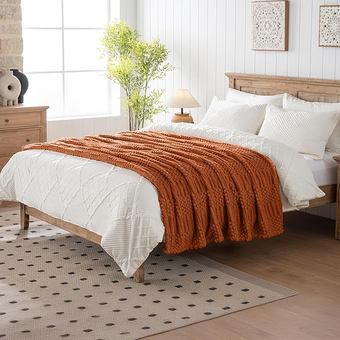 60x80 Inch Rust Twin Blanket - Soft & Fluffy Fleece, Cute & Aesthetic, Perfect for Sofa, Couch, Chair, Bed, Living Room & Bedroom, All-Season Use, Plush & Cozy Decorative Blanket