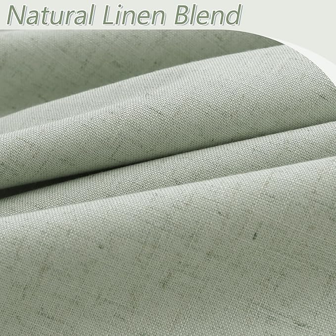 Guken 100% Blackout Curtains 120 Inch Length 2 Panels Set for Living Room Bedroom Back Tab Thermal Insulated Black Out Linen Drapes Room Darkening Window Curtains Mist Sage 52x120
