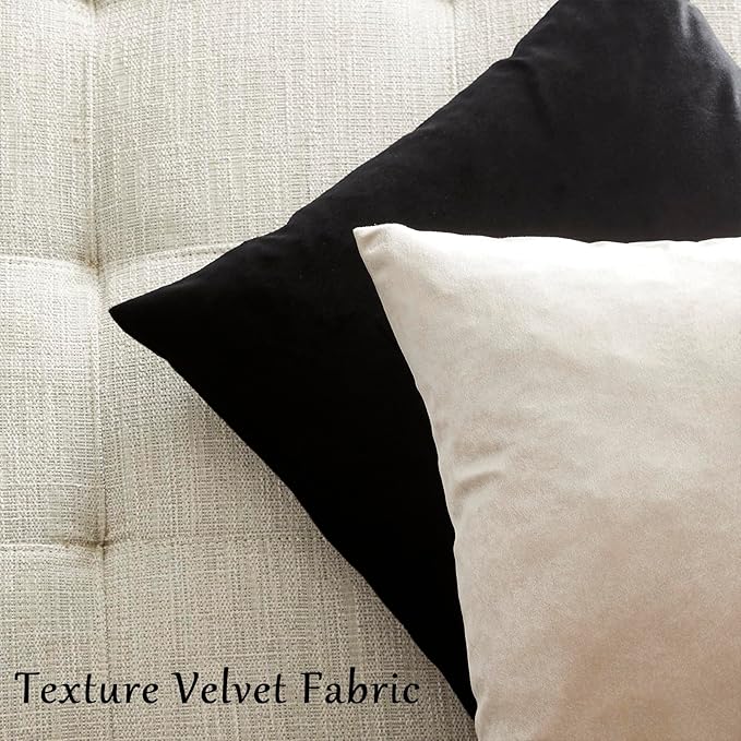 GIGIZAZA 16x16 Beige Pillow Covers: Pack of 2 Champagne Vintage Throw Pillows Super Soft Velvet Covers - Decorative Elegant Square Small Solid Cushion Covers Used for Couch,Living Room,Bedroom