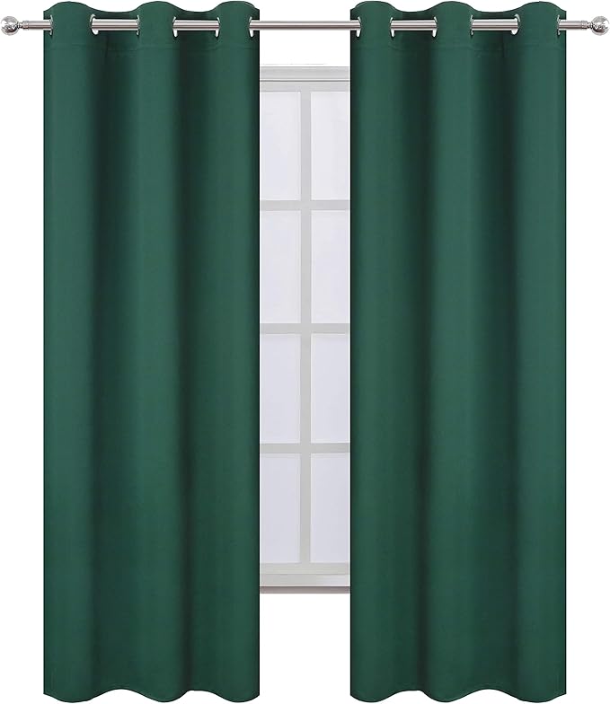 LEMOMO Dark Green Thermal Blackout Curtains/38 x 84 Inch/Set of 2 Panels Room Darkening Curtains for Bedroom