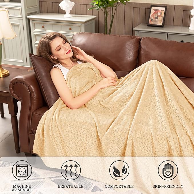 inhand Fleece Blanket for Bed, Super Soft Flannel Cozy King Bed Blanket for Adults, Washable Lightweight Fuzzy Bed Blanket for Office Sofa, Warm Plush Blankets for All Season (90"×108", Cream)