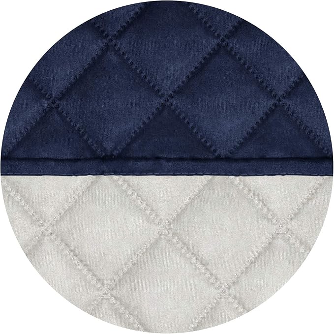 PureFit Reversible Quilted Sofa Cover, Water Resistant Medium Slipcover Furniture Protector, Washable Couch Cover with Non Slip Foam and Elastic Straps for Kids, Dogs, Pets (Loveseat, Navy/Ivory)