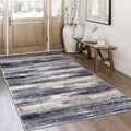 Lansny Modern Abstract 4x6 Living Room Washable Rug Non-Slip Soft Bedroom Area Rug Grey Black Multi Thin Print Faux Wool Floor Carpet Throw Rugs for Nursery Playroom Dining Room Indoor Home Decor