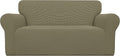 Easy-Going Stretch Oversized Loveseat Slipcover 1-Piece Sofa Cover Furniture Protector Couch Soft with Elastic Bottom for Kids Polyester Spandex Jacquard Fabric Small Checks Khaki
