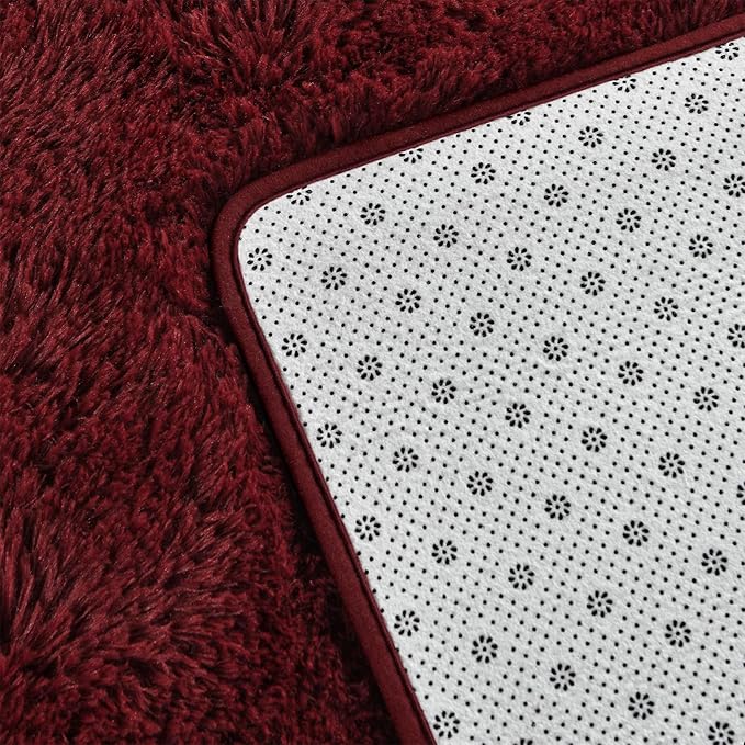 Deerhoo Large Shag Area Rugs 9 x 12, Plush Fuzzy Rugs for Living Room, Ultra Soft Fluffy Furry Rug for Bedroom, Indoor Carpet Nursery Rugs for Kids Room Home Decor, Burgundy