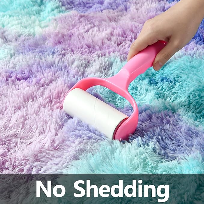 Shag Area Rug, 4 X 6 Tie-Dyed Plush Fuzzy Rugs for Living Room, Ultra Soft Fluffy Furry Rug for Bedroom, Indoor Carpet Nursery Rugs for Kids Room Home Decor, Rainbow