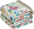 MSGKV Boho Throw Blanket 60"x80" Bed Floral 100% Cotton Blanket Spring Breathable Lightweight Farmhouse Twin Size Couch Blankets Home Decor Muslin Guaze All Seasons