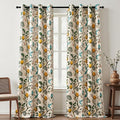Topfinel Floral Curtains 90 Inches Long 2 Panels Unique Natural Beige Luxury Elegant Colorful Euro Flower Hummingbird Patterned Rustic Vintage Grommet Drapes for Classroom Room Office Closet 52x90