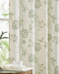 jinchan Linen Curtains Floral Curtain 84 Inch Length for Living Room Bedroom Light Filtering Rod Pocket Back Tab Jacobean Curtains Flax Linen Texture Window Drapes Set 2 Panels Green on Linen