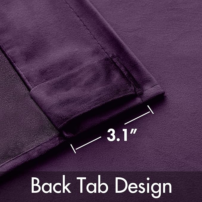 MIULEE Purple Velvet Curtains 90 inches - Luxury Blackout Curtains for Bedroom Living Room Thermal Insulated Super Soft Window Drapes Rod Pocket & Back Tab, W52 x L90 inches, 2 Panels