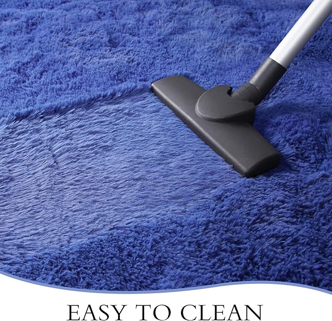 Chicrug Soft Runner Rug for Bedroom Living Room Plush Fluffy Rug 2x4 Feet, Shag Furry Runner Rug Carpet Non Shedding for Nursery Children Kids Girls Room Home Decorative, Navy