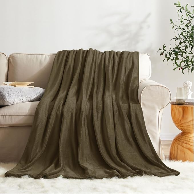 KMUSET Fleece Blanket Twin Size Dark Brown Lightweight Super Soft Cozy Fuzzy Bed Blankets Microfiber Factory Shop